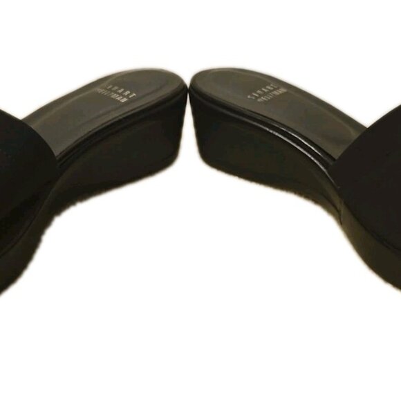 Stuart Weitzman Black Platform Wedge Leather-Lined Sandals, Womens Size 8 M - Picture 6 of 9